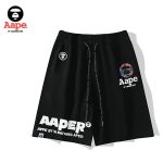AAPE 猿人頭綠迷彩印花純棉寬鬆五分褲子 男女同款 黑色#好評不斷