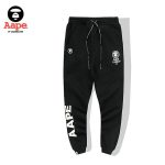 Aape 猿人頭經典款印花LOGO休閑褲 純棉衛褲 黑色#品質保證