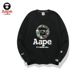 AAPE猿人頭經典迷彩印花圓領套頭衛衣經典圖案 男女同款 黑/白#熱銷推薦