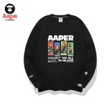 AAPE 秋冬季猿人字母印花衛衣 男女同款 黑/白#折扣下殺