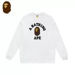 A Bathing Ape 經典猿人頭字母印花 圓領衛衣-白色