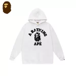 A Bathing Ape 黑迷彩猿人頭印花 連帽衫衛衣-白色