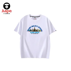 AAPE BABY MILO卡通家族印花｜短袖T恤｜白色-正面