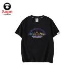 AAPE BABY MILO卡通家族印花｜短袖T恤｜黑色-正面