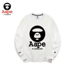 AAPE BY A BATHING APE經典猿人頭印花｜大學T｜白色