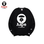 AAPE BY A BATHING APE經典猿人頭印花｜大學T｜黑色