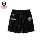 AAPE NOW環繞字母徽章｜鬆緊短褲｜黑色-正面
