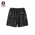 AAPE NOW環繞字母猿人頭｜迷彩短褲｜黑灰色-背面