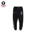 AAPE NOW藍迷彩猿人頭｜束口長褲｜黑色-正面