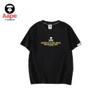 AAPE PLANET EARTH撞色標語｜短袖T恤｜黑色-正面
