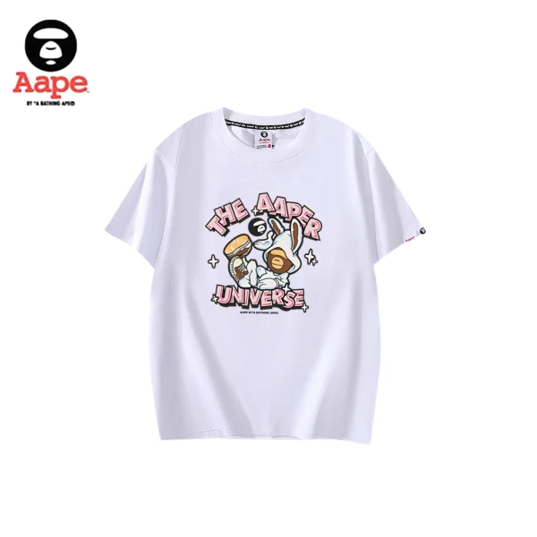 AAPE UNIVERSE兔耳猿人印花｜短袖T恤｜白色-正面