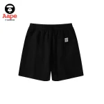 AAPE UNIVERSE標語印花｜鬆緊短褲｜黑色-背面