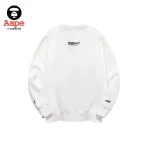 AAPE UNVS 迷彩猿人字母印花圓領衛衣 : 大學T｜經典白色-背面