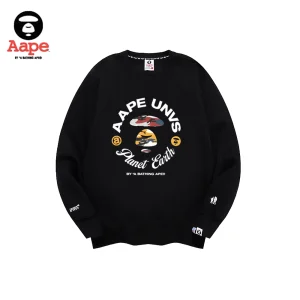 AAPE UNVS 迷彩猿人字母印花圓領衛衣 : 大學T｜經典黑色-正面