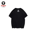 AAPE 銀色反光猿人頭印花｜短袖兩件套｜黑色-短袖