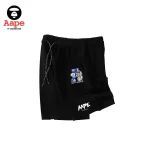 AAPE「I AM ALFA!」對話框圖案｜抽繩短褲｜黑色-侧面