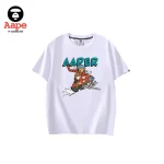 AAPE卡通猿人雪地摩托車印花｜短袖T恤｜白色-正面