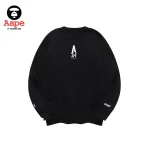 AAPE彩色塗鴉滑板猿人印花｜圓領衛衣｜黑色-背面