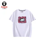 AAPE撞色字母迷彩猿人印花｜短袖T恤｜白色-正面