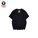 AAPE橘藍迷彩猿人交叉骨｜兩件套｜黑色-短袖