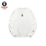 AAPE橢圓猿人LOGO星星圖案｜圓領衛衣｜白色-背面