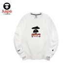 AAPE潑墨猿人頭印花｜圓領衛衣｜白色-正面