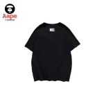AAPE紅黑迷彩猿人頭印花｜兩件套｜黑色-短袖