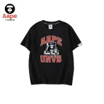 AAPE美式學院字母籃球圖案｜短袖T恤｜黑色-正面