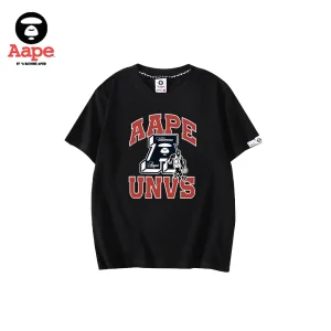 AAPE美式學院字母籃球圖案｜短袖T恤｜黑色-正面