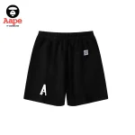 AAPE菱形猿人標語LOGO｜兩件套｜黑色-短款