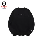 AAPE藍色迷彩卡通猿人LOGO｜圓領衛衣｜黑色-背面