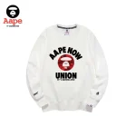 Aape Now連帽衛衣｜ 紅迷彩猿頭字母印花｜白色-正面