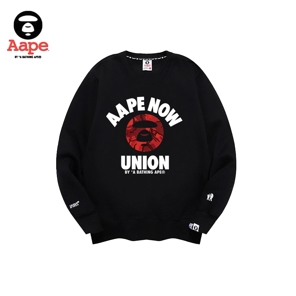 Aape Now衛衣｜ 紅迷彩猿頭字母印花｜黑色/白色