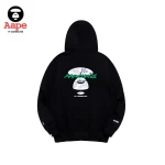 Aape UNVS連帽衛衣｜猿人骷髏字母印花｜黑色-背面