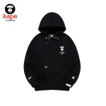 Aape Universe連帽衛衣｜猿人頭字母印花｜黑色-正面