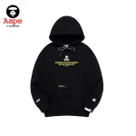 Aape Universe連帽衛衣｜猿顏字母印花｜黑色-正面