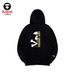Aape Universe連帽衛衣｜猿顏字母印花｜黑色-背面
