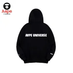 Aape Unvs連帽衛衣｜卡通旅行汽車猿顏印花｜黑色-背面
