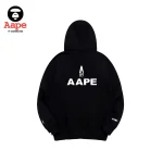 Aape Unvs連帽衛衣｜卡通猿猴戶外野營｜黑色-背面