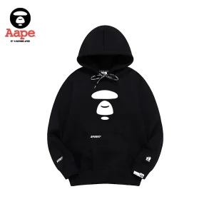 Aape Unvs連帽衛衣｜經典猿人頭印花｜黑色-正面