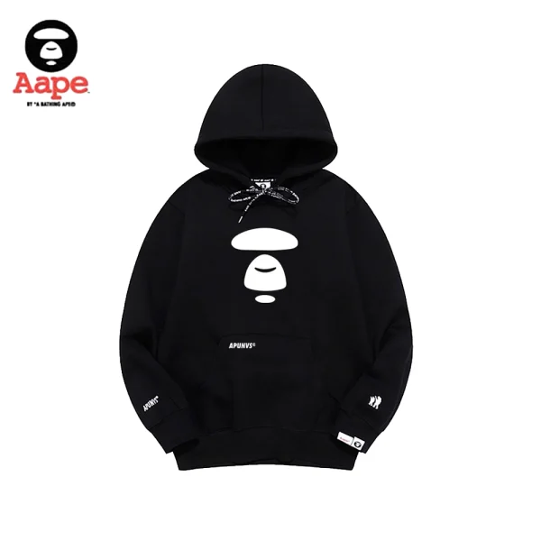 Aape Unvs連帽衛衣｜經典猿人頭印花｜黑色-正面