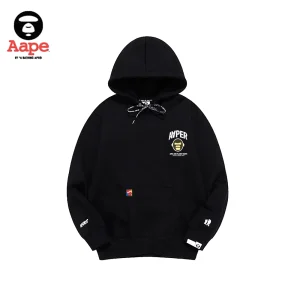 Aaper連帽衛衣｜卡通雙面印花｜黑色-正面