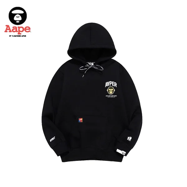 Aaper連帽衛衣｜卡通雙面印花｜黑色-正面