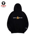 Aape猿顏星球字母印花｜連帽加絨衛衣｜黑色-背面