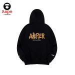 Aape連帽衛衣｜卡通汽車出行猿顏印花｜黑色-背面