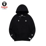Aape連帽衛衣｜經典微標LOGO印花｜黑色-正面