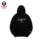 Aape連帽衛衣｜軍迷彩猿頭骷髏印花｜黑色-背面
