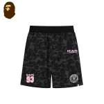 BAPE x Miami 聯名短褲｜LOGO隊標印花｜黑色-正面